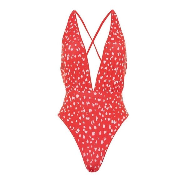 Maaji Red Camelia Safari Plunge Reversible One Piece NWT Sz. S - Picture 6 of 11